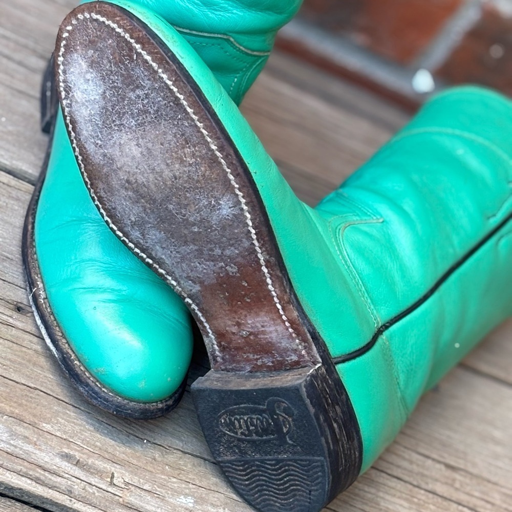 Justin L3730 Women’s Turquoise Leather Western Roper Cowboy Boots 5.5B - Picture 8 of 8
